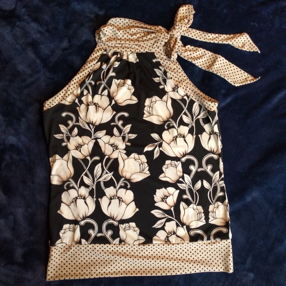 NWT! White House Black Market floral tie-neck top!